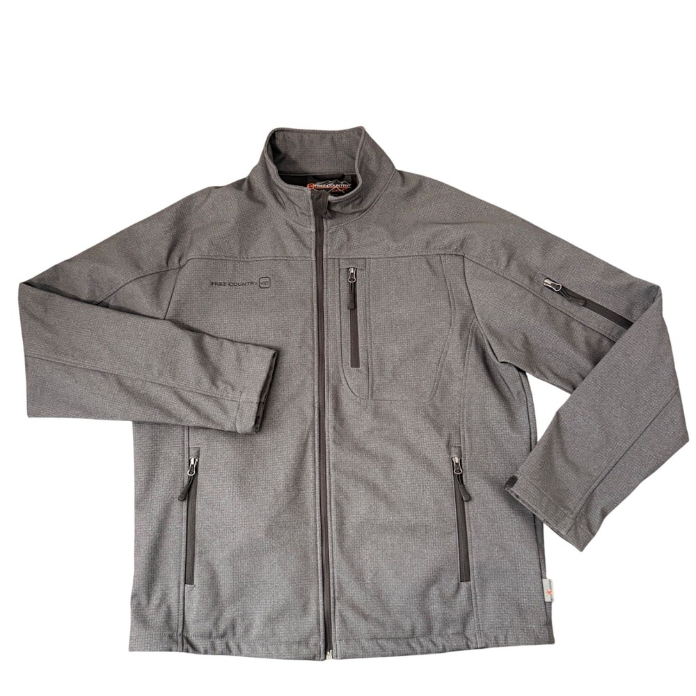 Free Country Soft Shell Gray Full Zip Jacket (MED) Lightweight Minimal Fall Coat